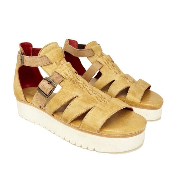Bed Stu Shoes - NEW Bed|Stu Ada Cage Size 10 Platform Sandal Leather Cashew Tan Flatform Bedstu